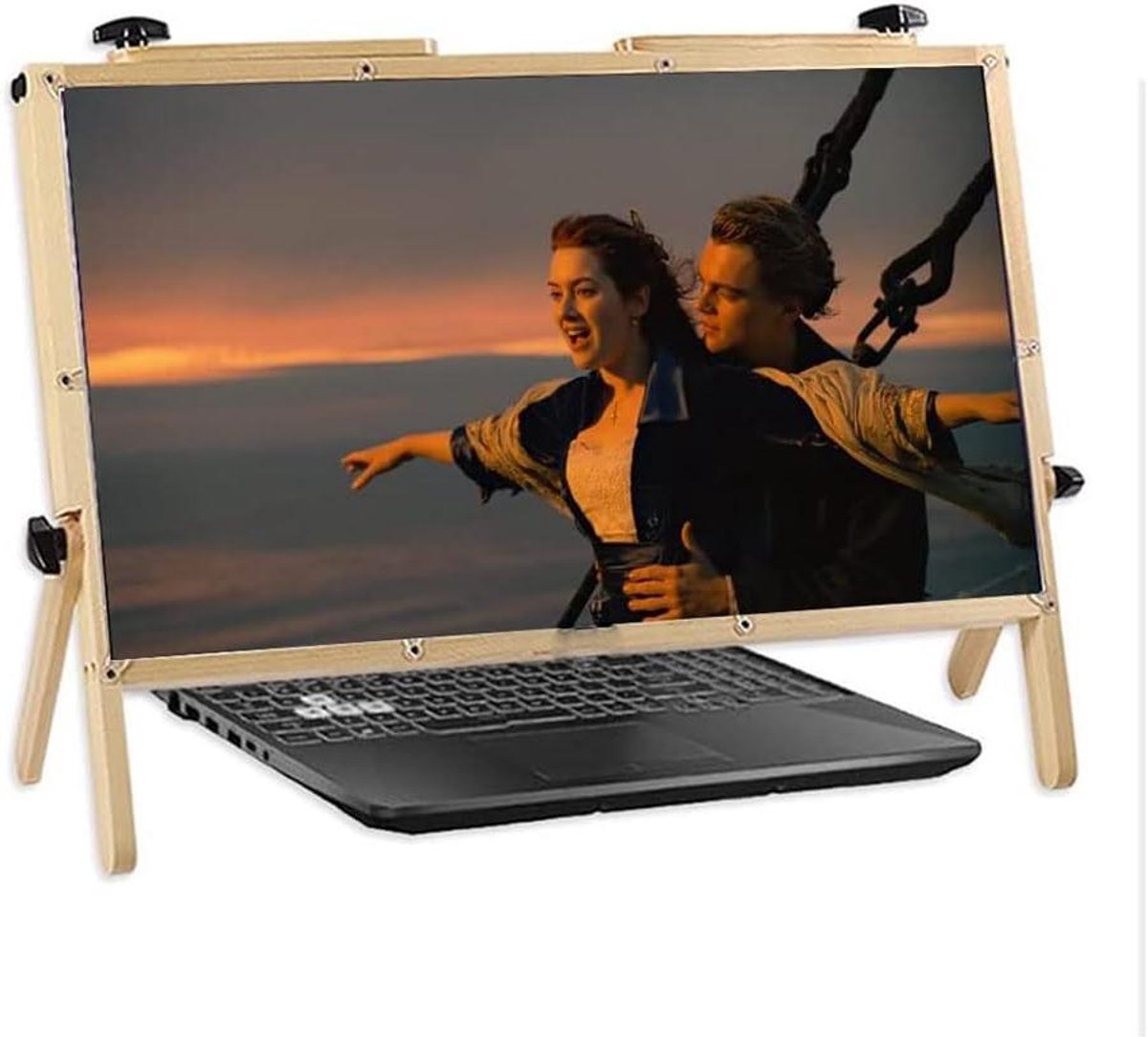 Schermvergroter Laptop - Telefoon Vergrootglas - Comfortabel Kijken - Anti Blauw Licht - 22 inch - Houtkleur