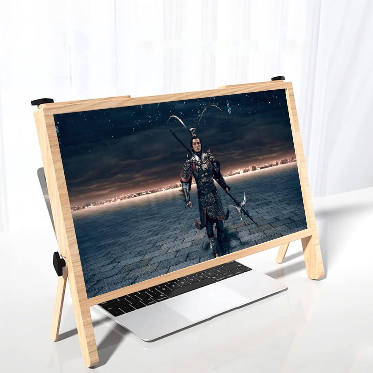 Schermvergroter - Laptop versterker - Comfortabel lezen - HD optische technologie - 21 inch - Wit/Houtkleur