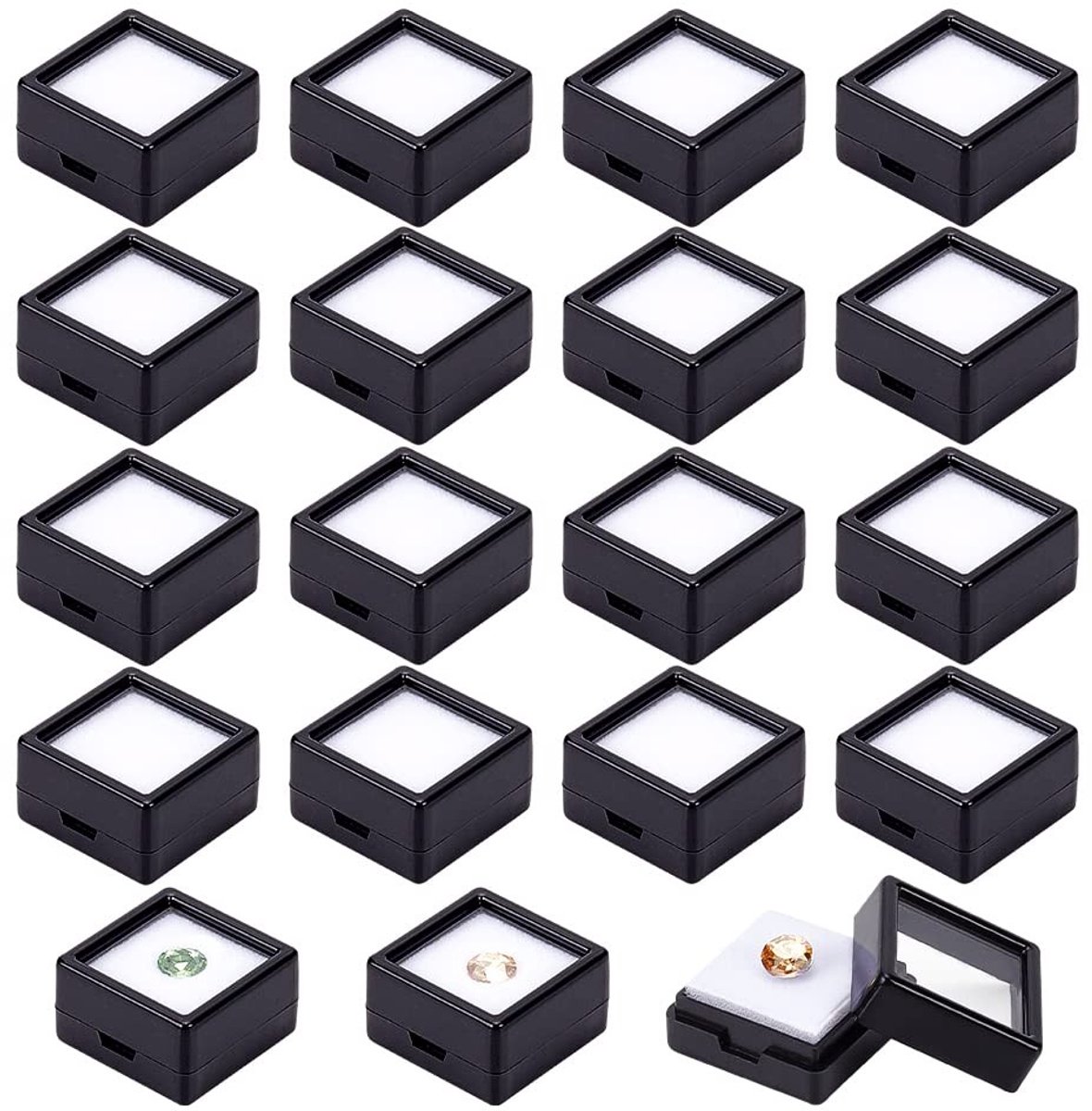 Cosensi - Dailygoods - Set van 36 Zwarte Edelsteen Displayboxen
