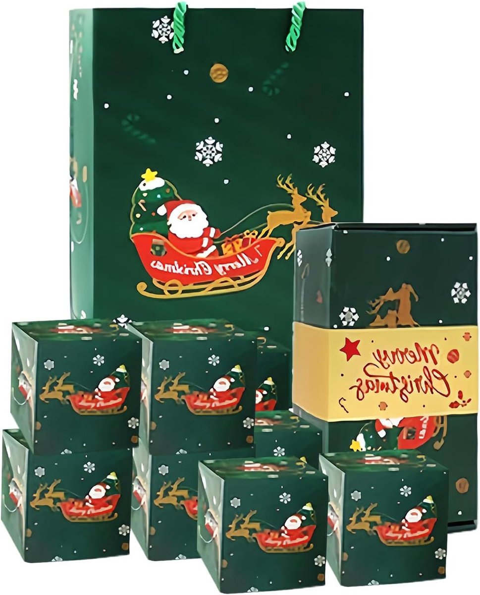 Kerst Spaarpot - Geldkoffer Doos - Cadeau Presenteren - Stuiterende Functie - 1 Doos 1 Tas - Groen