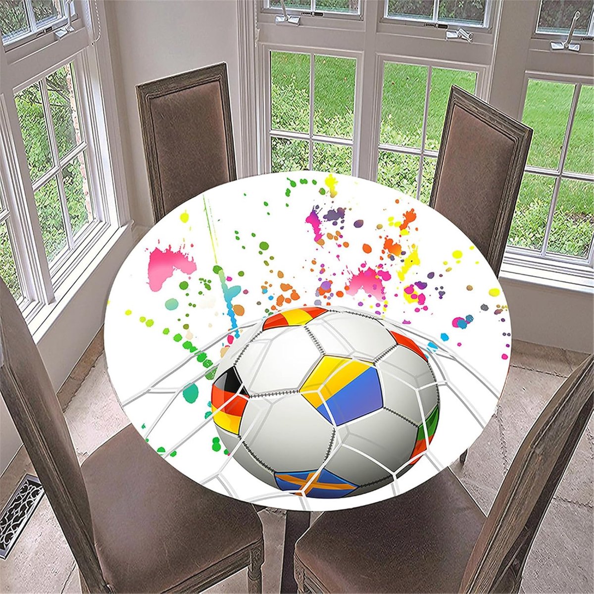 Ronde Tafelkleed - Beschermhoes - Buitenfeest - Elastische rand - Diameter 120cm - Wit Graffiti
