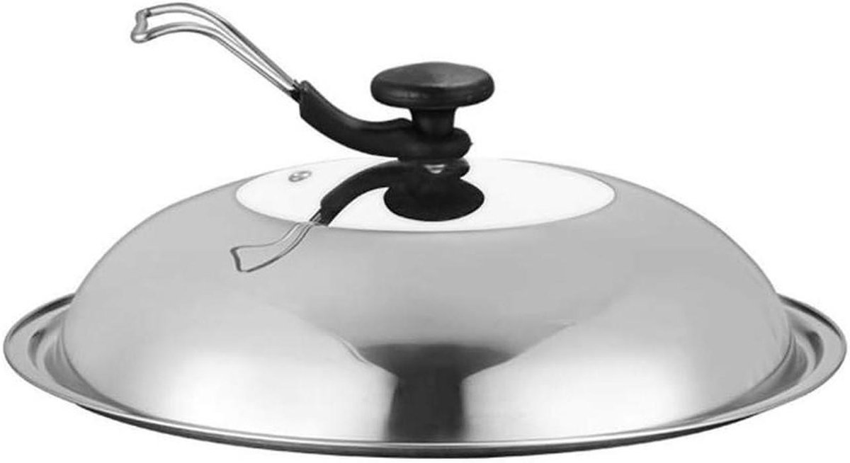Glazen Pannendeksel - Koepel Deksel - Koken en Bakken - Met Stoomafvoer - 32 cm - Transparant