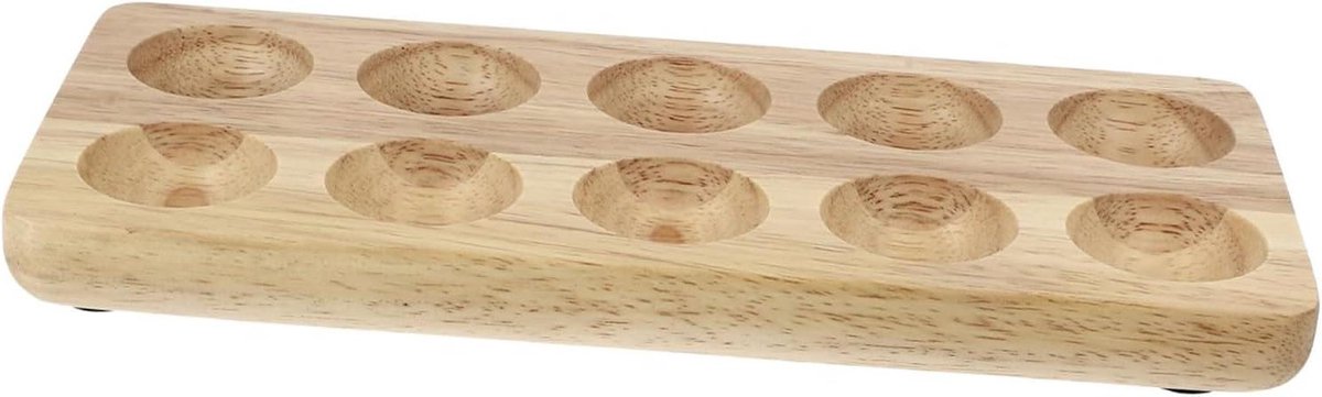 Houten Eierhouder - Eierrekje Keuken - Eieren Opbergen - Dubbele Rij - 25cm Breed - Beige