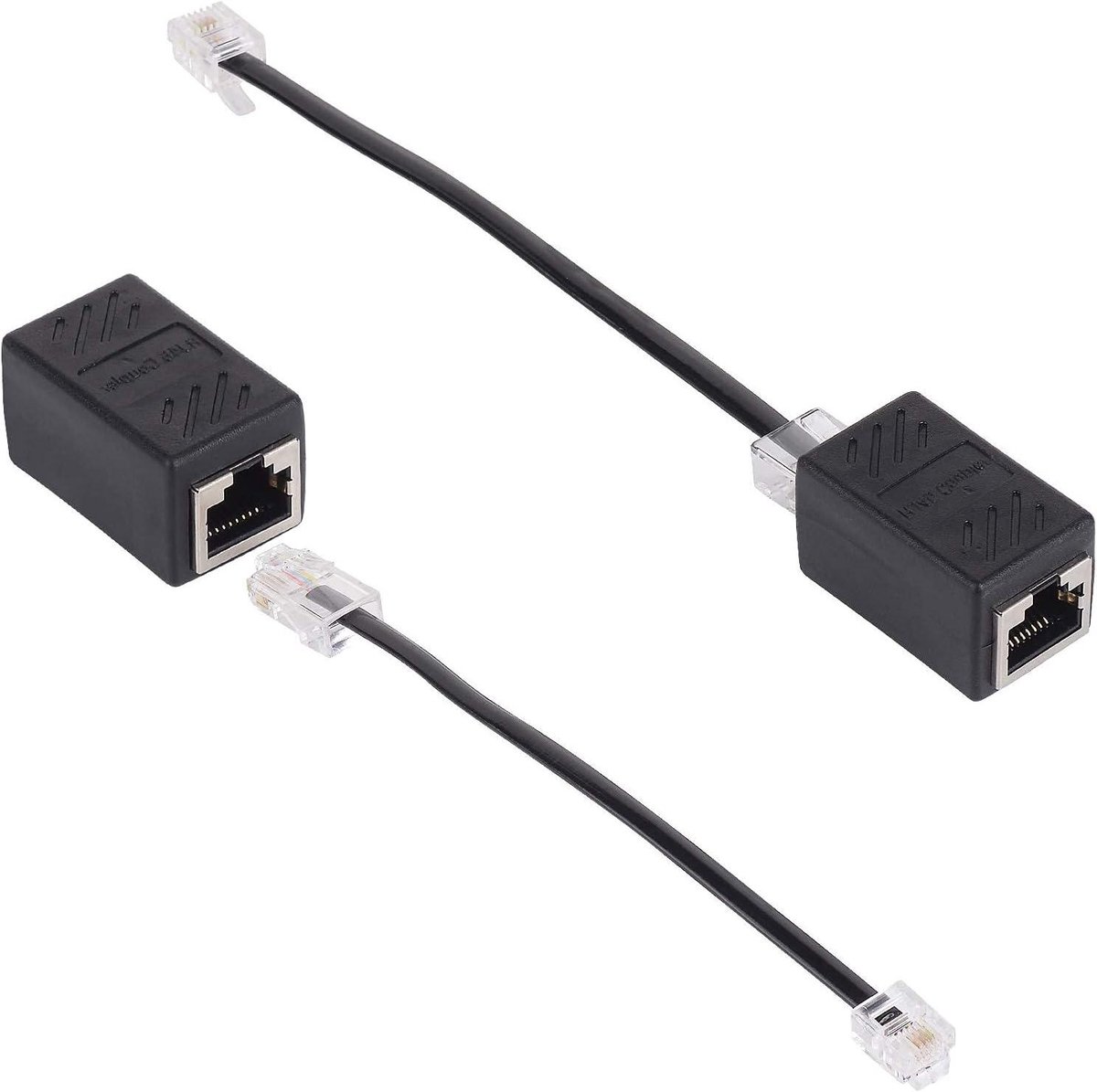Ethernet Splitter - Netwerk Adapter - Kabel Verlengen - Hoge Snelheid - 2 Stuks - Zwart