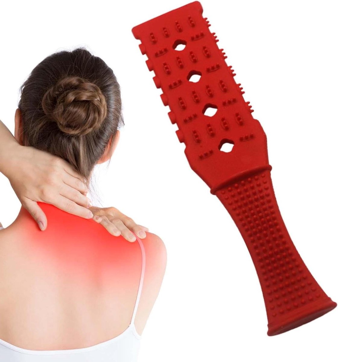Lichaamsmassage Pat - Handmatige Massager - Spierontspanning Bevorderen - Diepe Triggerpoint Stimulatie - 28 cm Lengte - Grijs