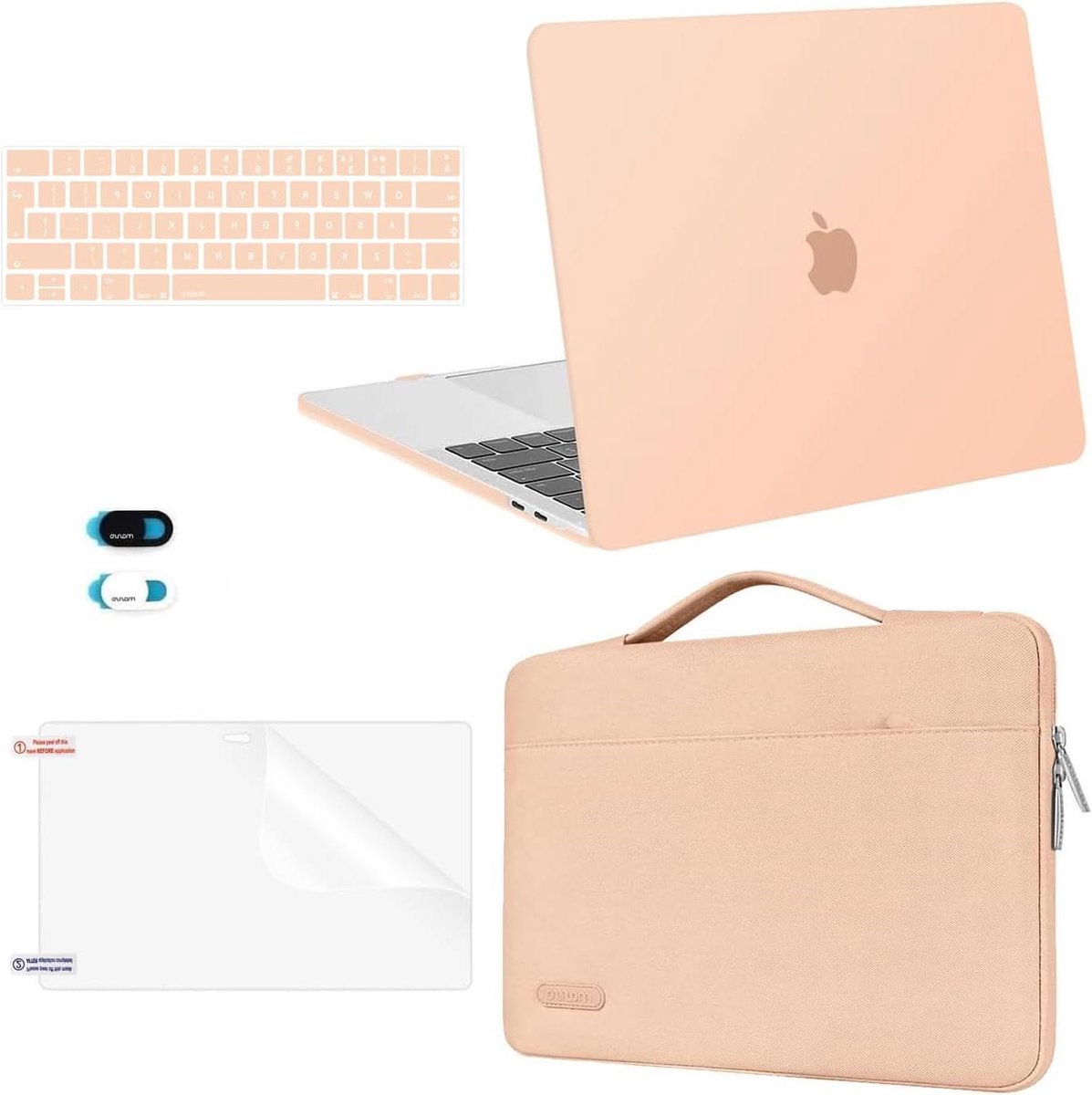 Laptop Beschermset - Hardcase & Tas - Veilig Transport - 360 Graden Bescherming - 13 Inch - Pastel Oranje