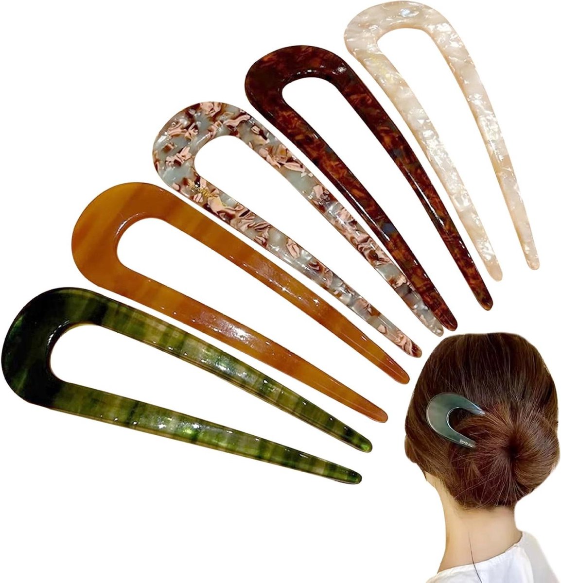 Haarspelden Set - U-vormige Vorken - Kapsels Maken - Gladde Afwerking - 14 cm - Diverse Kleuren