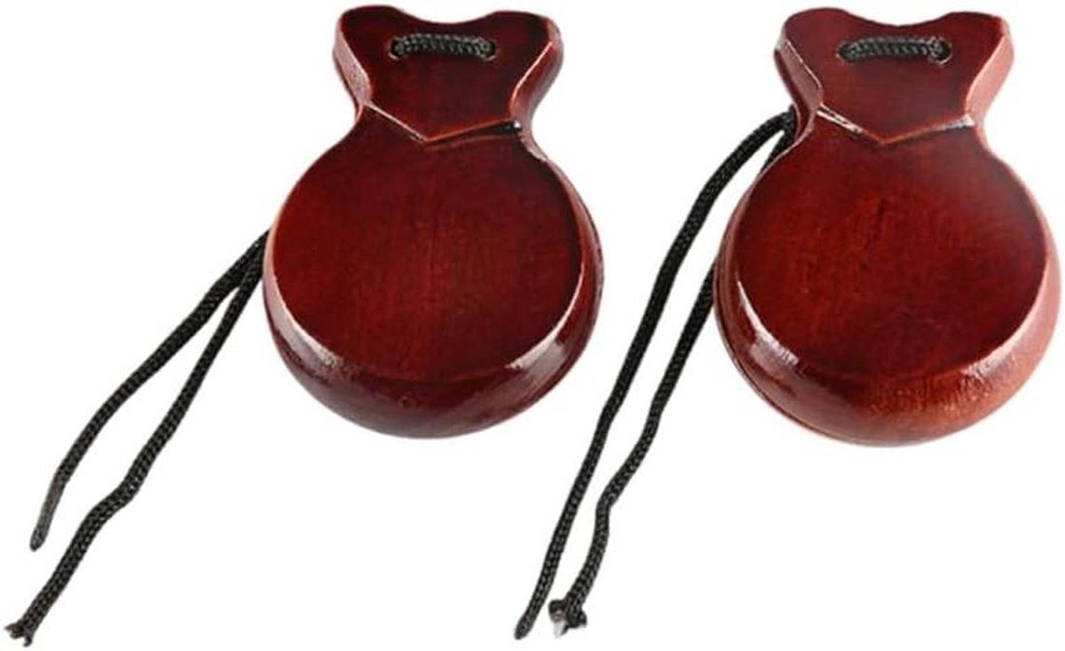 Percussie Instrument - Castagnetten Set - Muziek Maken - Houten Constructie - 8.8 cm - Bruin