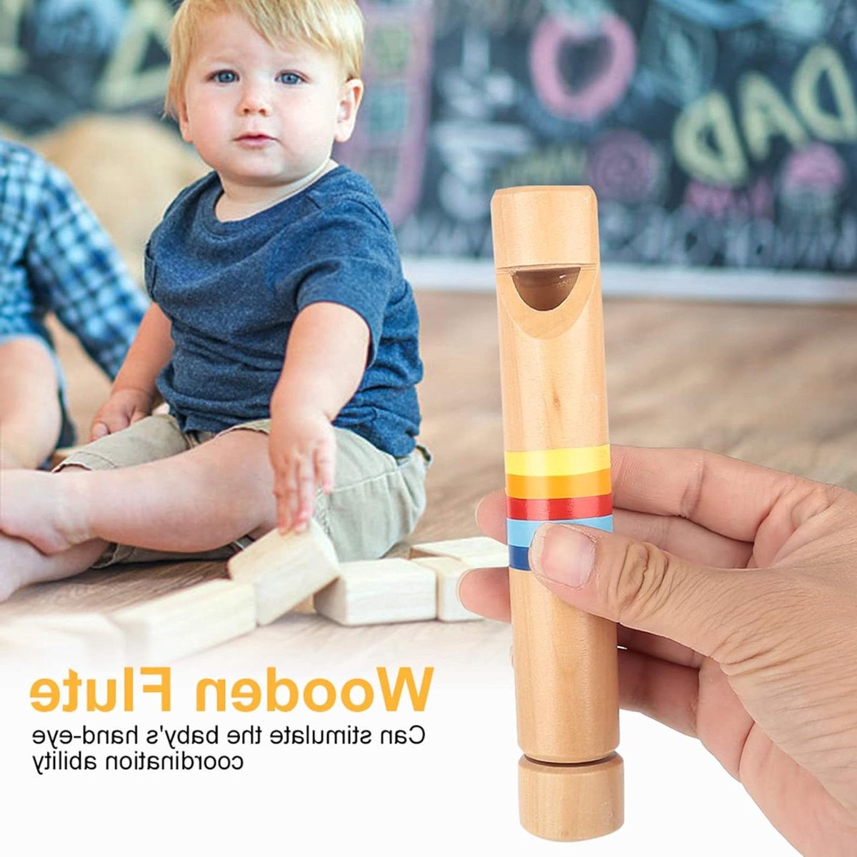 Houten Piccolofluit - Kinderfluit Muziekinstrument - Vroege Muziekeducatie - Gladde Afwerking - 17 x 4 cm - Houtkleur