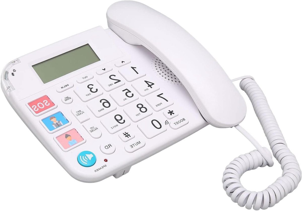 Vaste Telefoon - Senioren Telefoon - Eenvoudig Bellen - Grote Knoppen - 21 x 20 x 7 cm - Wit