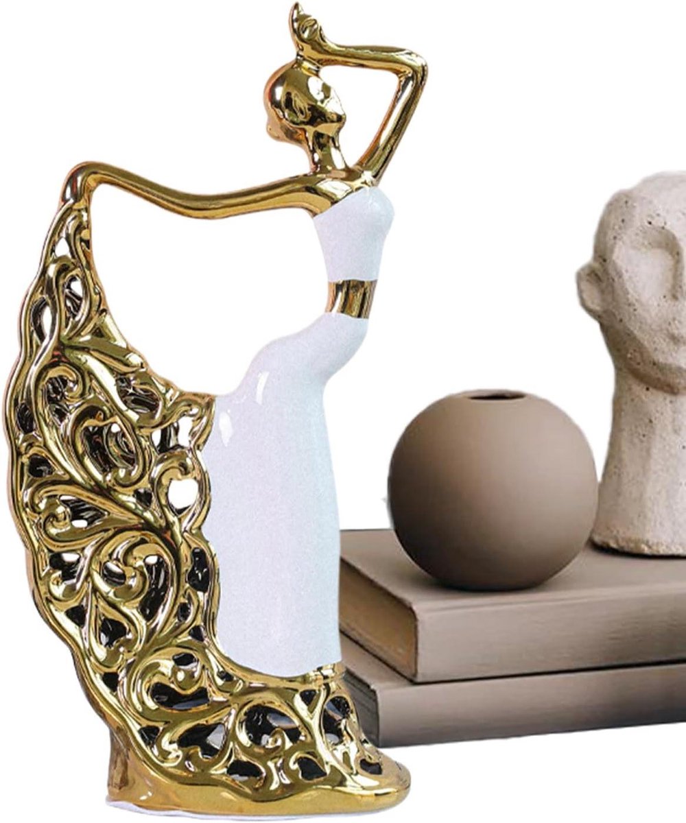 Moderne danseres sculptuur - abstract keramisch beeld voor dans - kunst handwerk elegante 