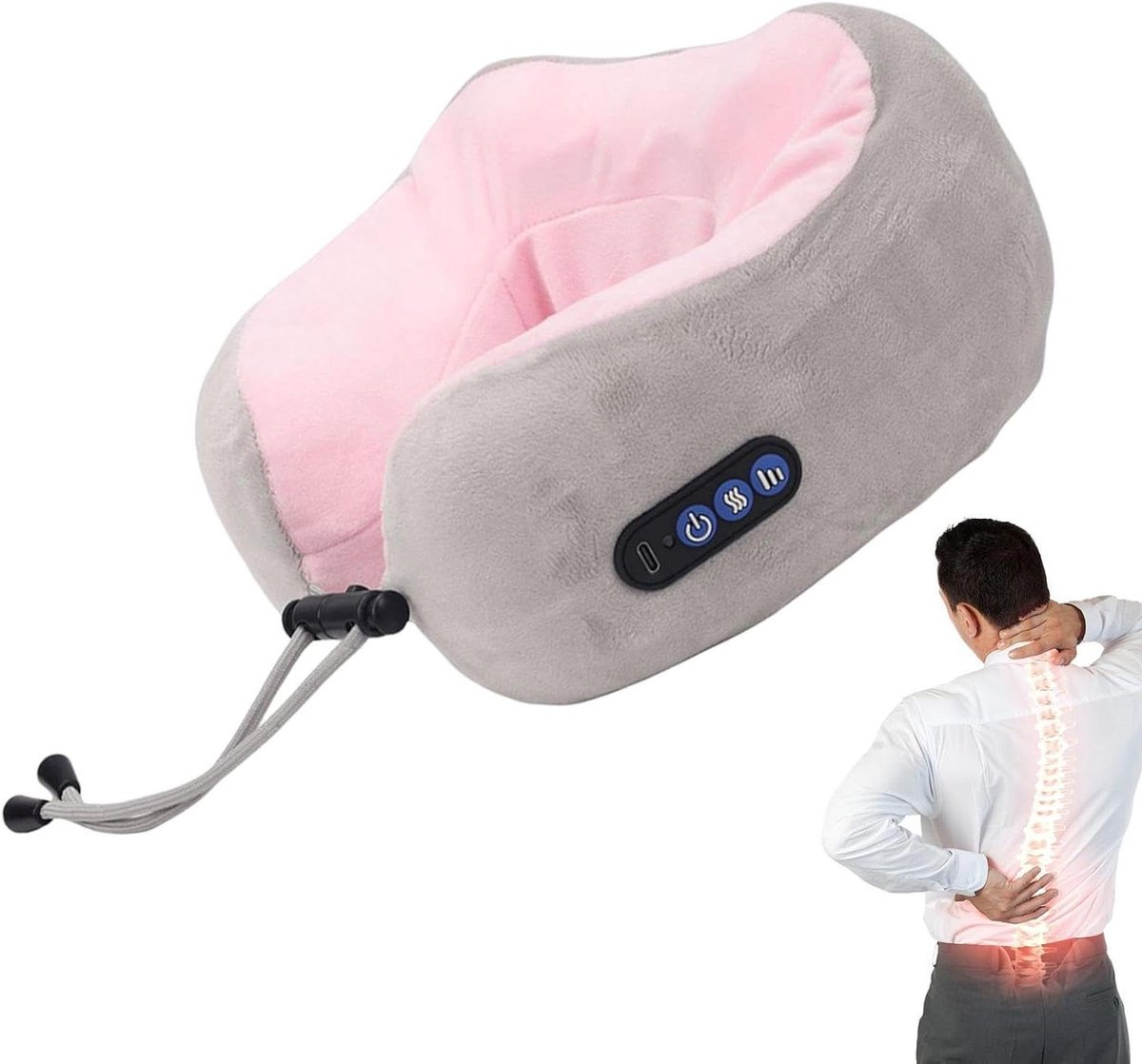 Verwarmd nekkussen - Neksteun - Ontspanning - Ergonomische ondersteuning - 25 x 23 x 12 cm - Roze