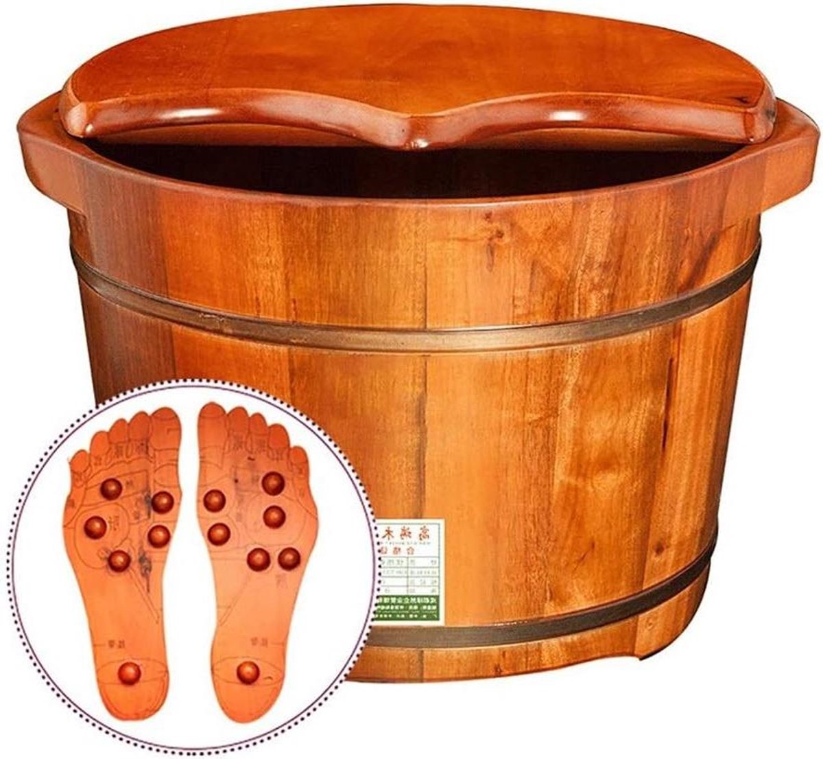 Voetenbad emmer - Voetbad kuip - Ontspanning thuis - Handgemaakt hout - 300 gram - Houtkleur