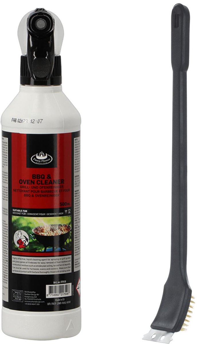 BBQ reinigingsset - barbecue schoonmaakborstel - reiniging spray