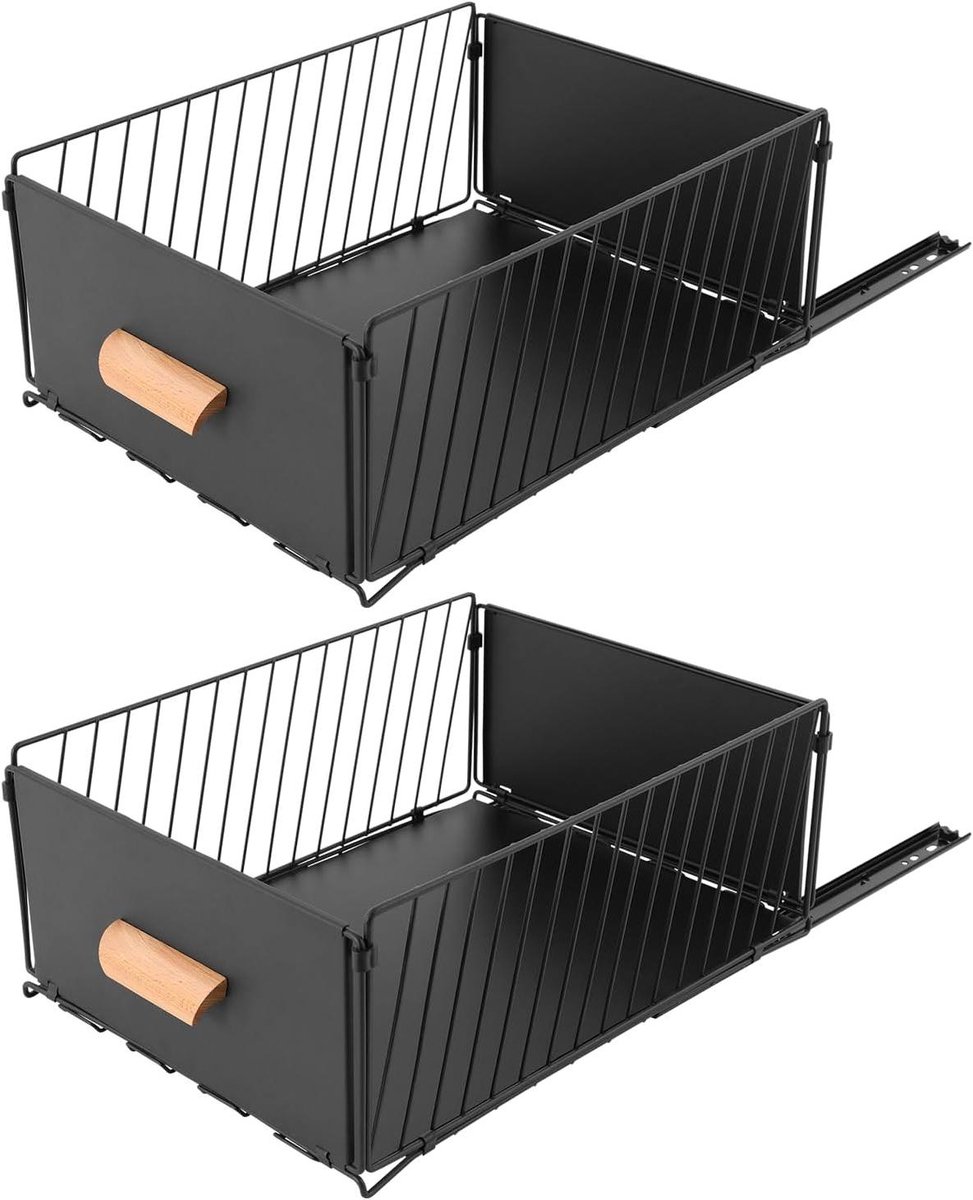 Uittrekbare Laden - Kastorganizers - Keuken Opbergen - Uitschuifbaar Ontwerp - 2 stuks - Zwart