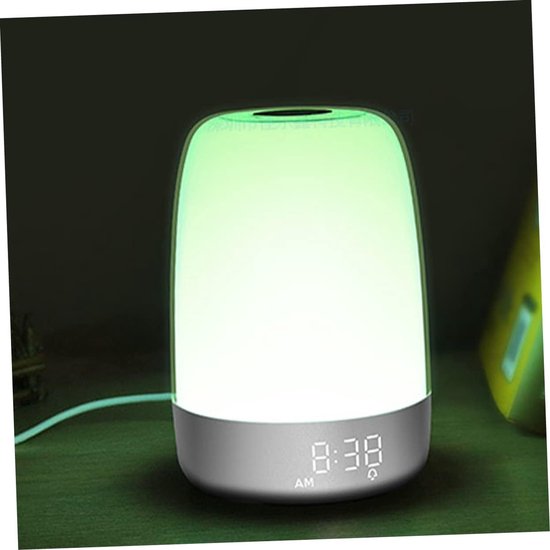 Wekker met Licht - Nachtlamp Tafel - Rustig Wakker Worden - Simuleert Zonsopgang - 15 cm - Wit — afbeelding 3