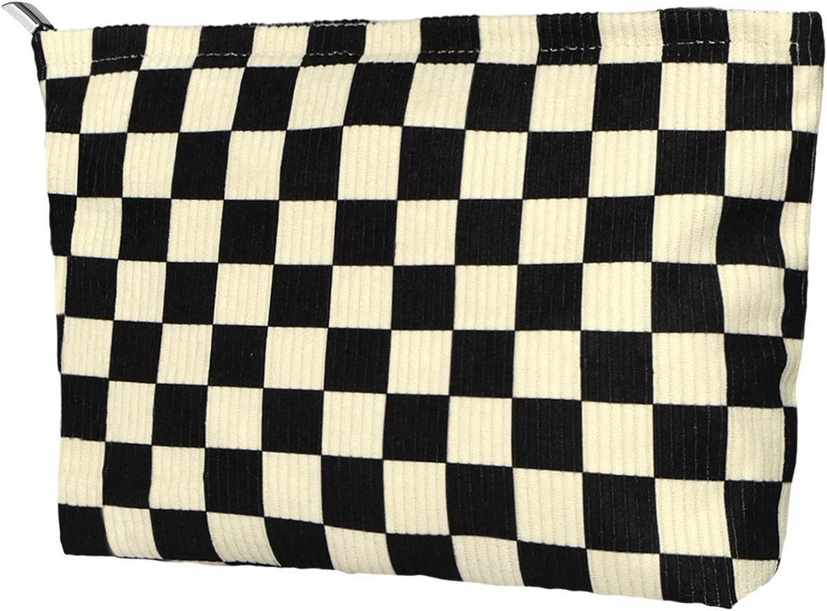 Stijlvolle Polka Dot Rhombus Canvas Cosmetica Tas voor Vrouwen, Handige Multifunctionele Reistasje voor Make-up en Toilettas met Rits, Ideaal voor Reizen en Zakelijk Gebruik