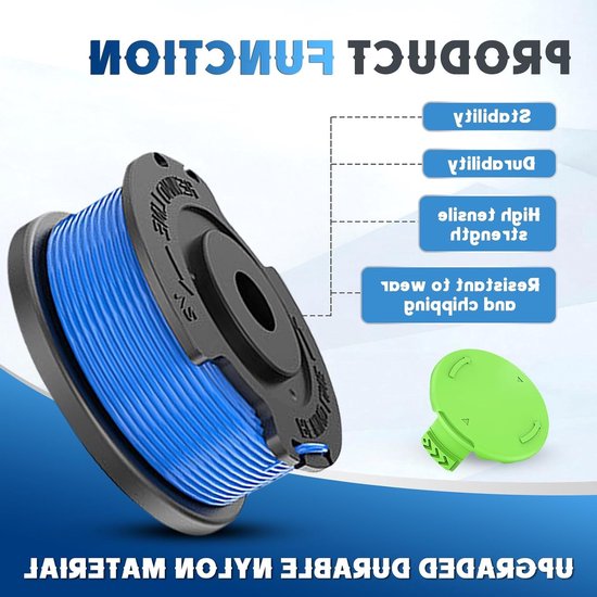 4 Stuks Grastrimmer Spoel Vervangingsdraad voor Diverse 18V, 24V, 40V en 60V Modellen - Diameter 1,65 mm, 4,9 m Draadlengte, Inclusief 1 Dop — afbeelding 3