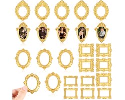 Mini-fotolijst - vintage - antiek goud - fotolijst van kunsthars - kleine lijst voor elegante momenten, als wanddecoratie, sieradenstandaard, miniatuurwoonaccessoire, mini-fotolijst, als fotorekwisiet (goud, 25) | Cyslmuk®