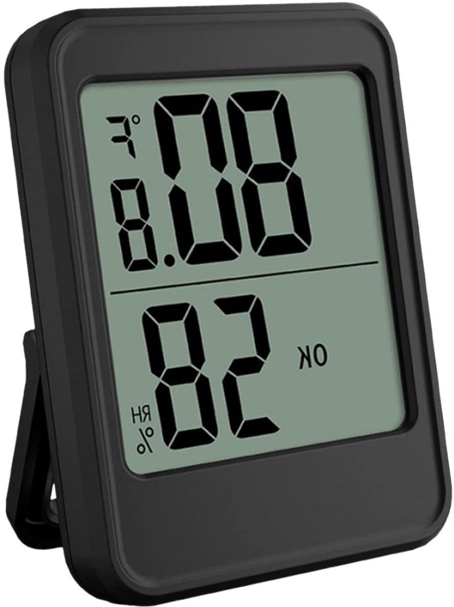 Binnen hygrometer - Temperatuur meter - Ruimte comfort - Groot display - 95 x 65 cm - Zwart