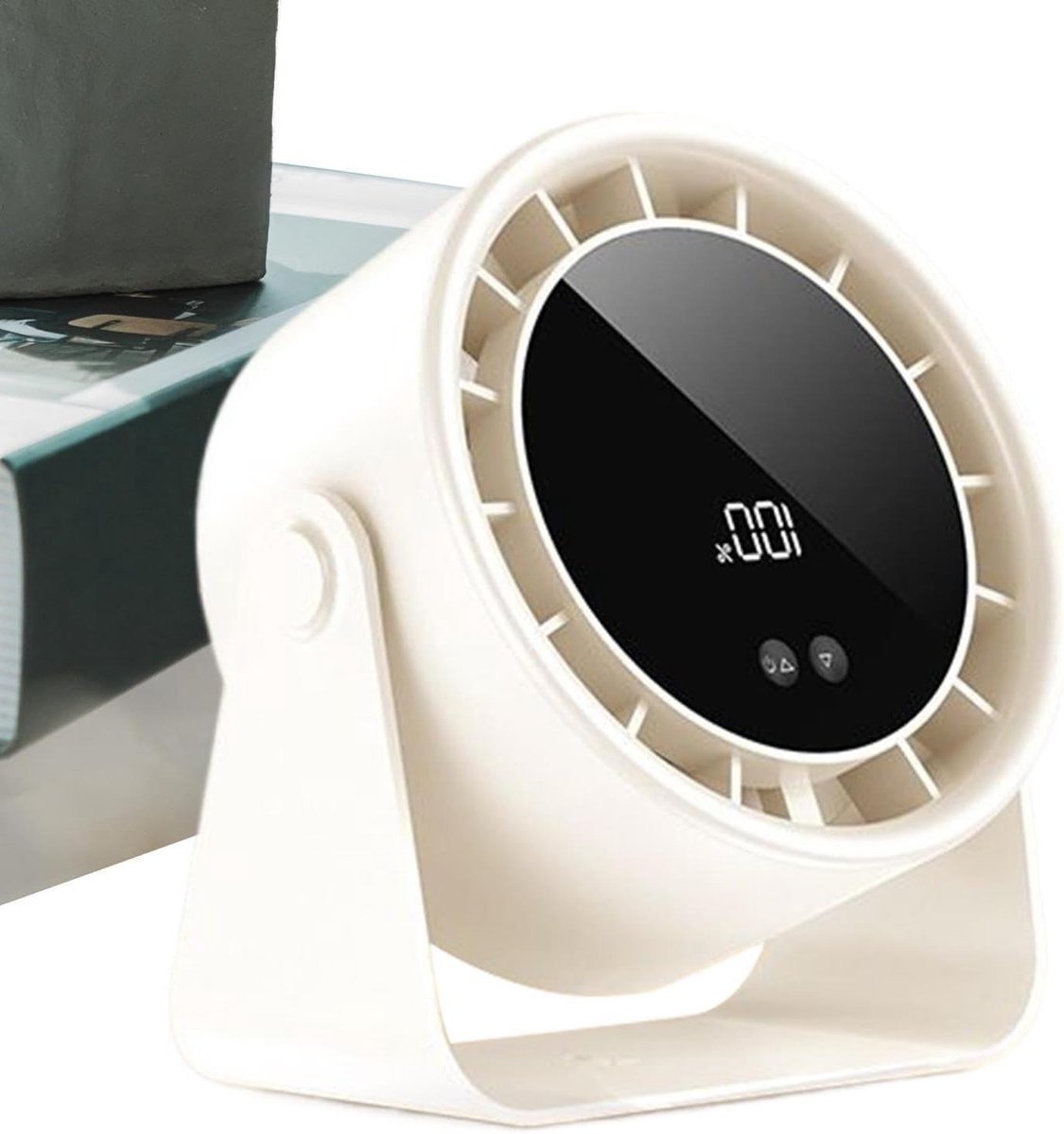 Bureau Ventilator - Stille Verfrisser - Persoonlijke Verkoeling - 100 Snelheden Digitaal - 17 cm breed - Wit