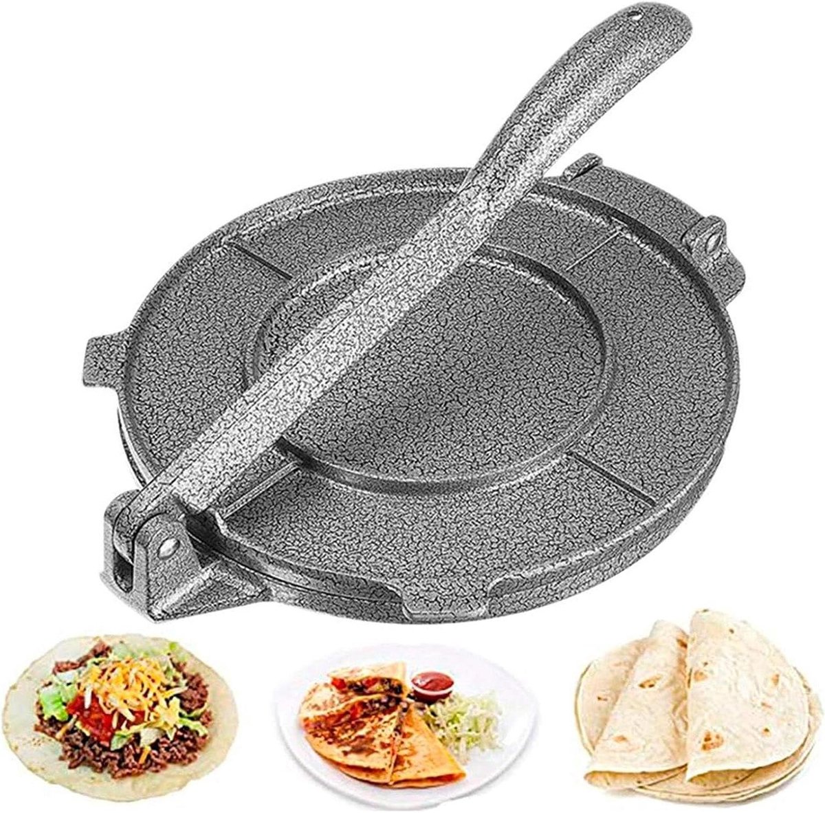 Tortillapers - Deegpers - Zelf Tortillas Maken - Gietijzeren Constructie - 65 Inch - Grijs