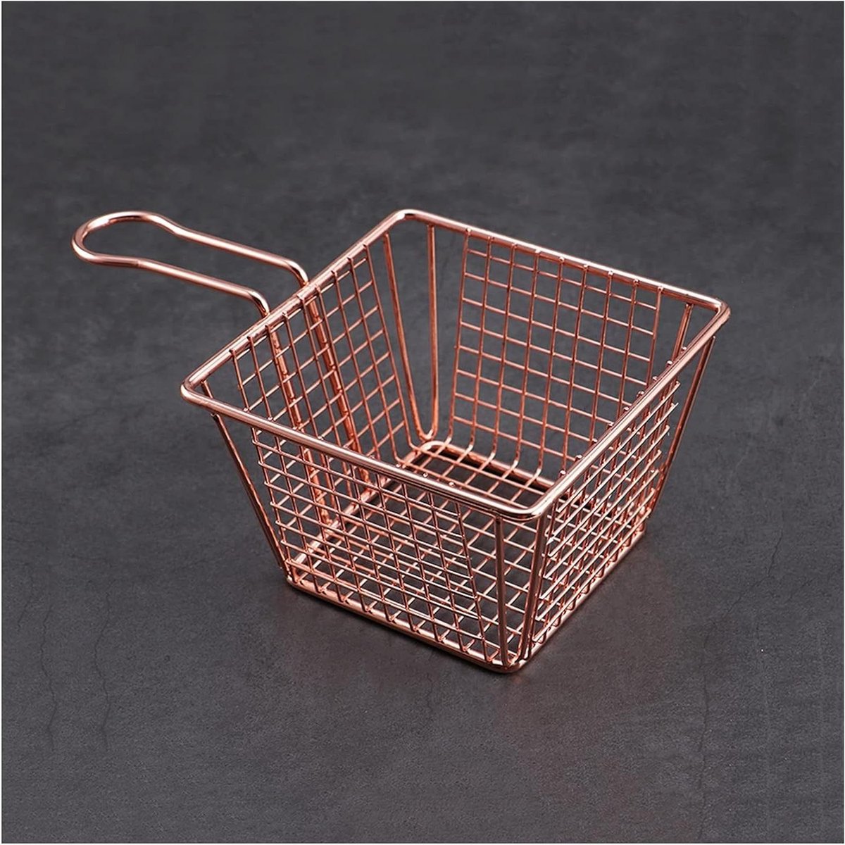 Frituurmand Mini - Snackmand Zeef - Serveren van snacks - Roestvrij staal - Met handvat - Zilverkleurig