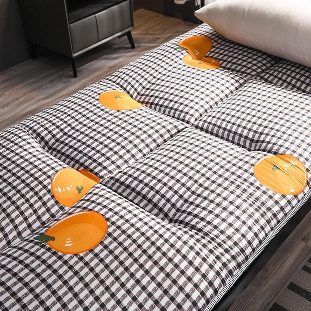 Vloermatras Futon - Opvouwbaar Gastenbed - Ruimtebesparend Slapen - Met Hoekbanden - 100 x 200 cm - Naturel