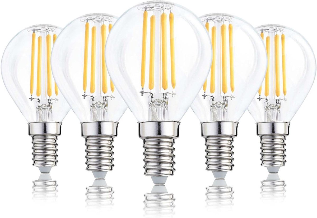 Gloeilamp E14 LED - Druppelvorm lamp - Sfeerverlichting creëren - Oogvriendelijk dimbaar licht - Set van 5 - Warmwit