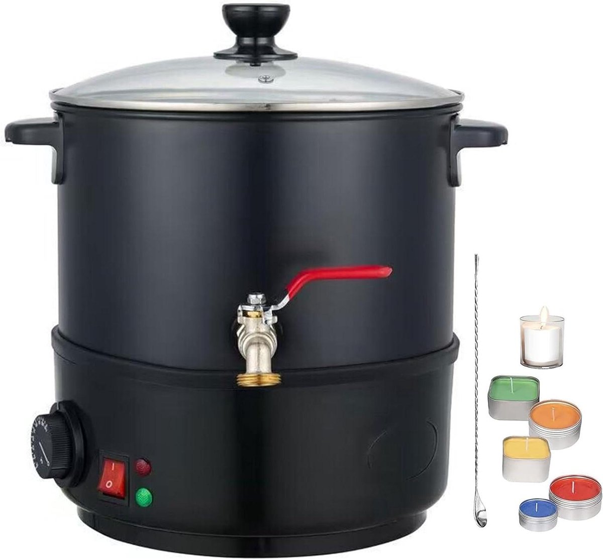 Kaars Wax Smeltpot, Elektrische Kaars Wax Smeltpot, Wax Melter voor Kaarsen Maken met Temperatuurregeling, Kaars Wax Smelter met Verwarming Core Nozzle,Wax Melt Kit voor Commerciële Kaars Business