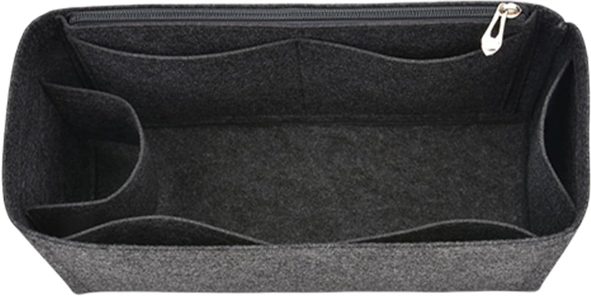 Handtas Organizer - Vilt Insert - Tas Opbergen - Meerdere Vakken - 32 cm Lengte - Donkergrijs