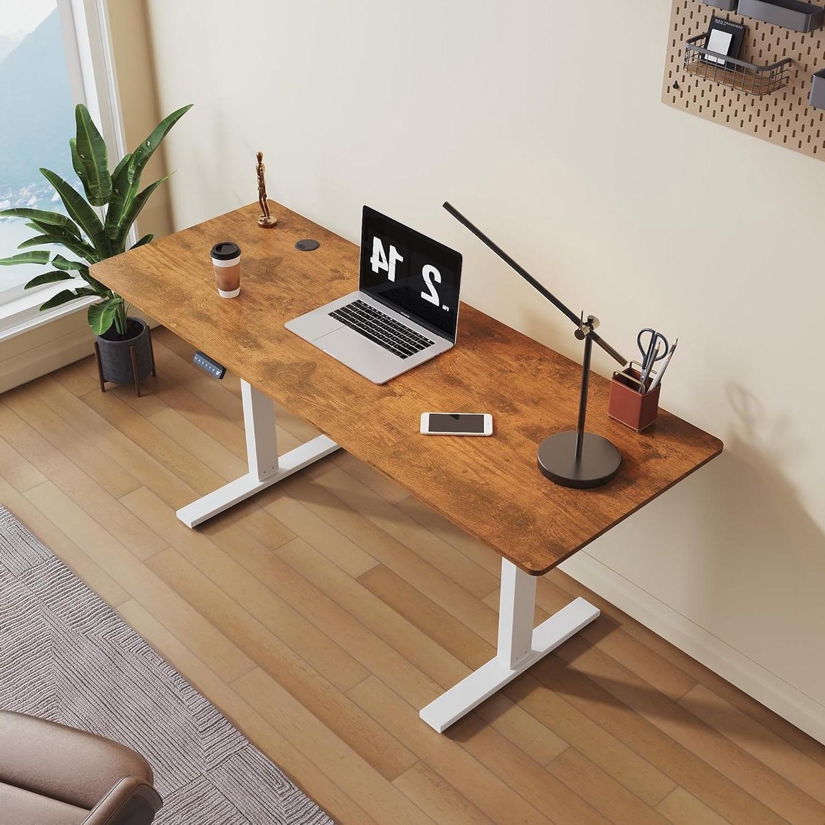 SONNI Electric Height Adjustable Desk, 160 x 60 cm, Brushless Motor with 3 Memory Functions, Anti-Collision System and Cable Management, Standing Table for Home Office, 80 kg Load Capacity