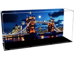 Acryl vitrinekastje compatibel met Le-go 10214 London Bridge-model, stofdichte doos, transparante doos, displaybox (alleen vitrine) (zwarte basis+rugspray 3 mm)