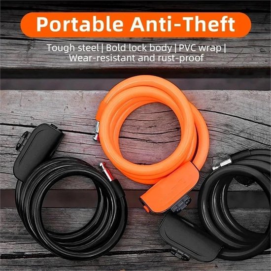 Fietsslot Antidiefstal Stalen Kettingslot Motorfiets Voertuig Ringslot MTB Racefiets Kabelslot Fietsaccessoires Fietsslot(RKS515-OR) — afbeelding 4