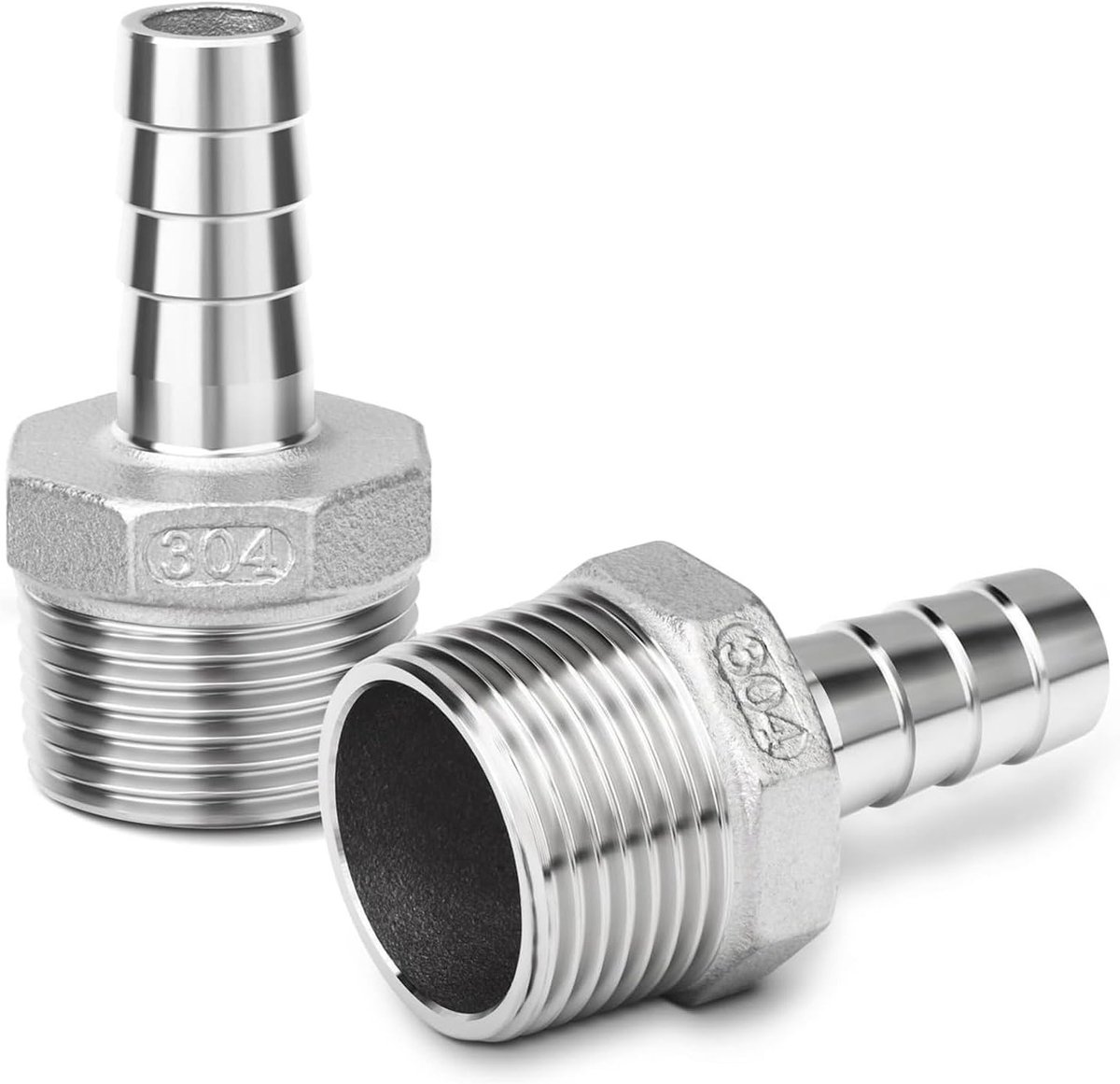 RVS slanguitloop met 6 mm OD barb en 1/2" BSP mannelijke schroefdraad voor waterafvoer en irrigatie