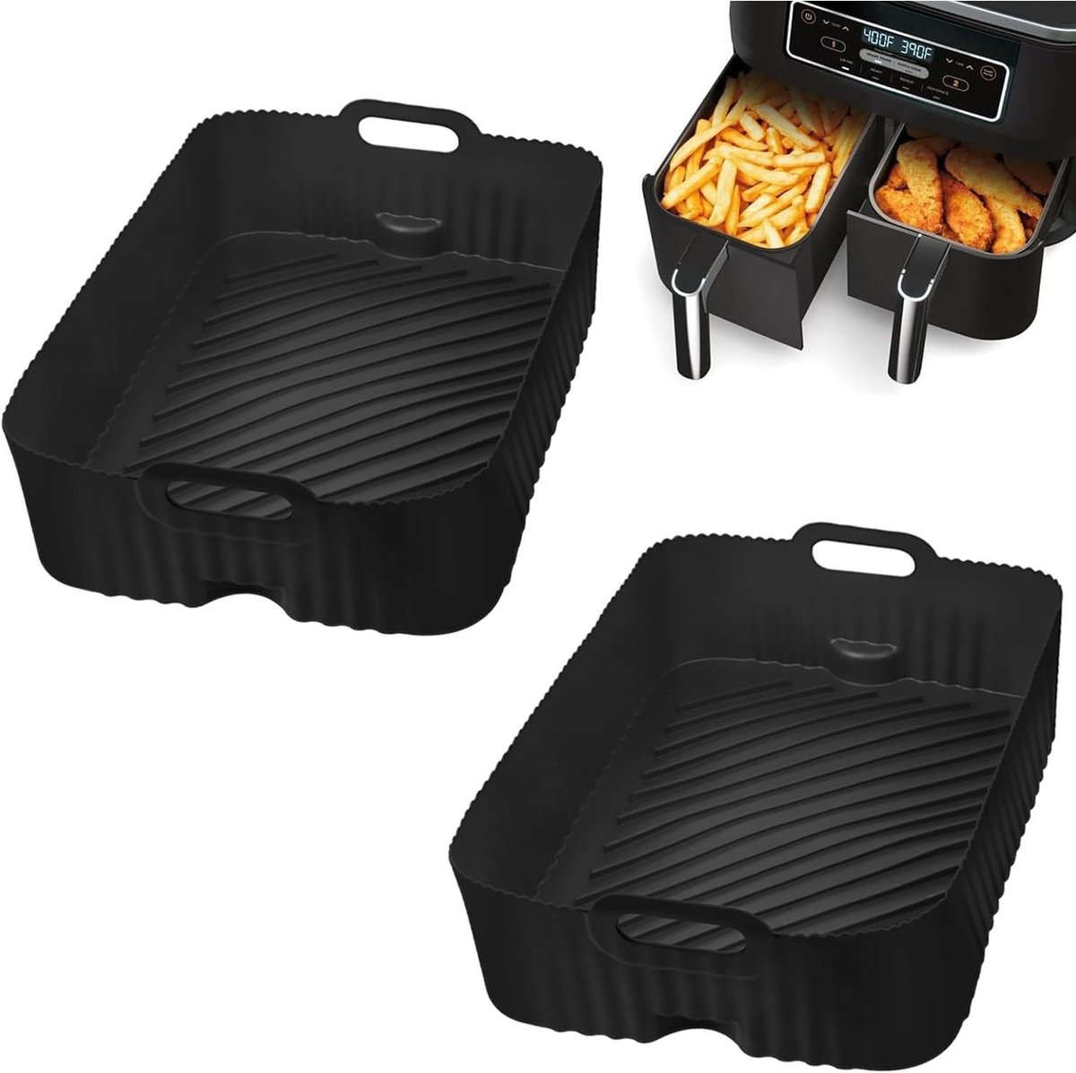 Siliconen Mallen voor Airfryer, Geschikt voor Dual Airfryer, 2 Stuks, Ideaal voor Bakken en Koken
