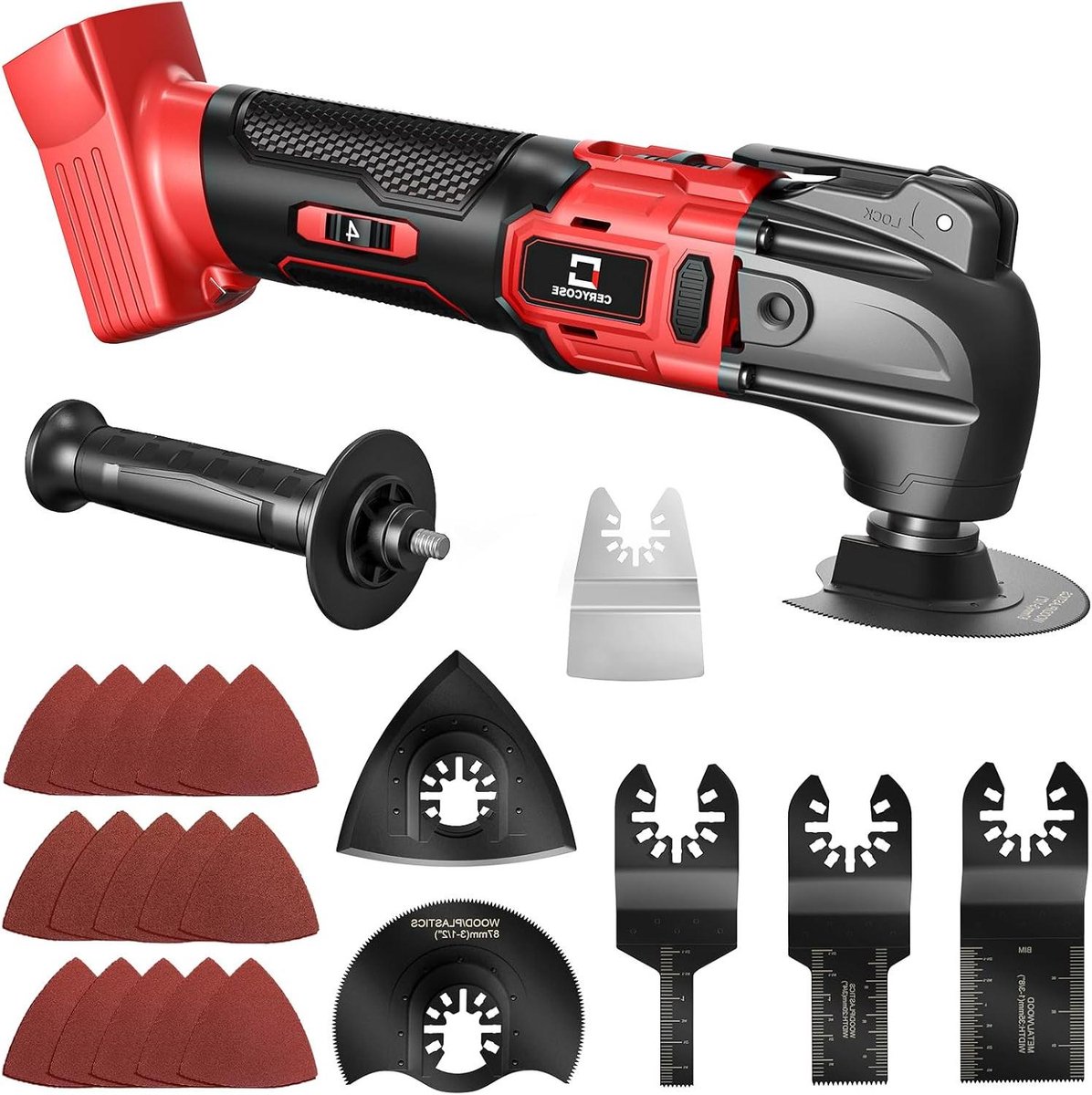 Draadloos Oscillerend Gereedschap - Multitool - Klus Klaren - Borstelmotor - 6 Snelheden - Grijs