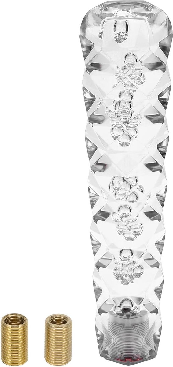 Universele Versnellingspook van 20 cm voor Automatische en Handgeschakelde Voertuigen met 2 Adapters - Acryl Wit, 1 Set voor Verbeterde Grip en Comfort