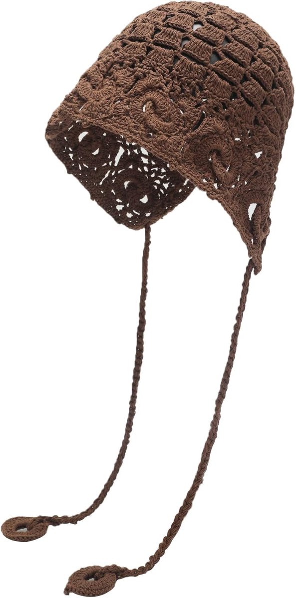 Dames Gehaakte Zomer Beanie Katoen Handgemaakt Bloem Patroon