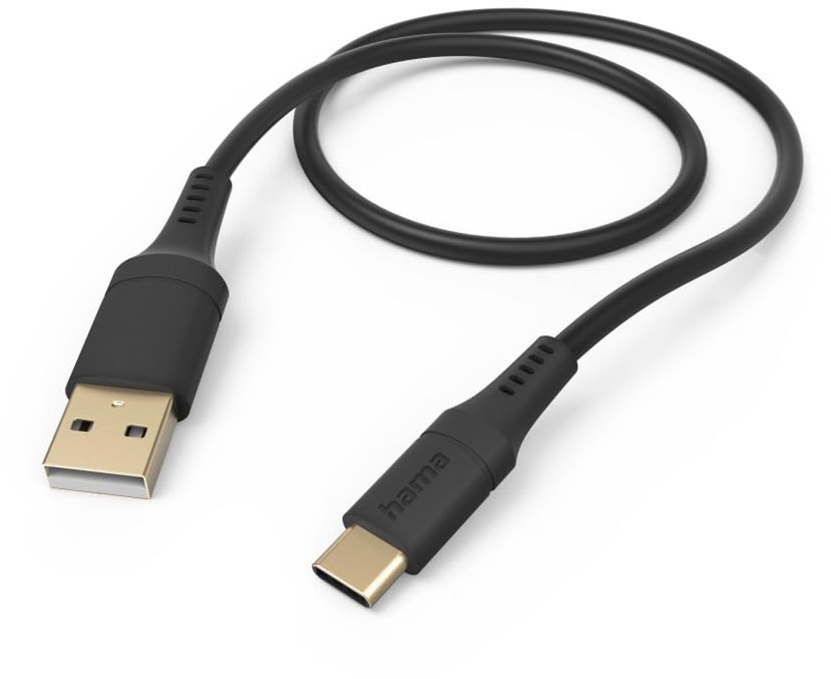 Flexibele USB-A naar USB-C Kabel - Snelle Oplading en Dataoverdracht - 1.5 Meter - Zwart