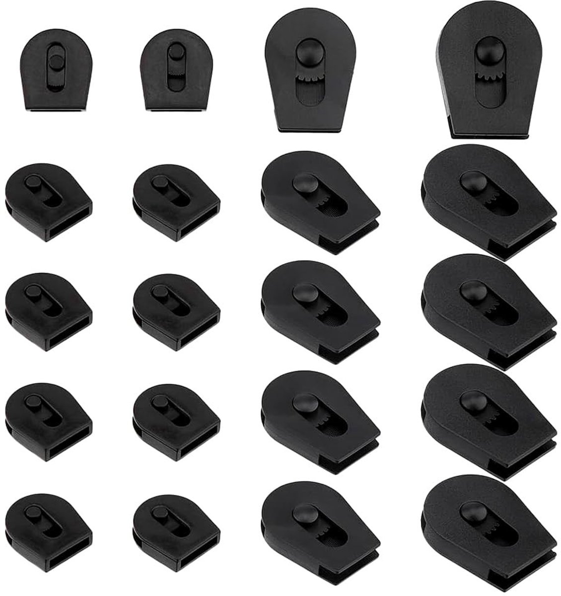 MTTproducts- Koordsloten 20 Stuks - Plastic Koord Uiteinden - Wielen Koordsloten - Trekkoord Vervanging - Schoenveter Sloten - Outdoor Rugzak Accessoire - Koorduiteinden