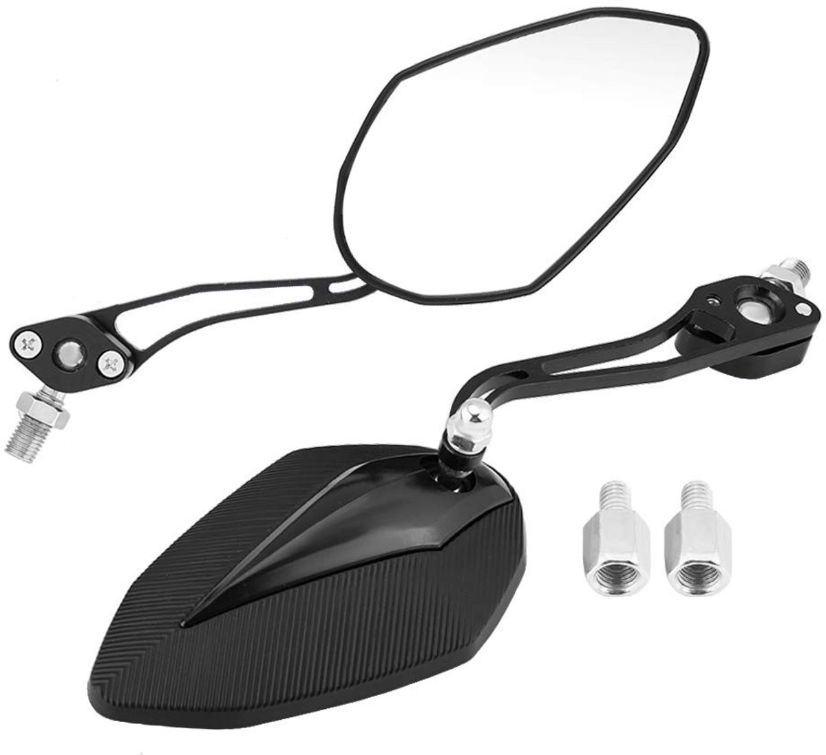 MTTproducts- Achteruitkijkspiegel Universeel - 8 mm/10 mm Schroef - Hoogwaardige Kunststof - Schokbestendig - Luxe Design - Verstelbare Kijkhoek - Motorfiets Spiegel