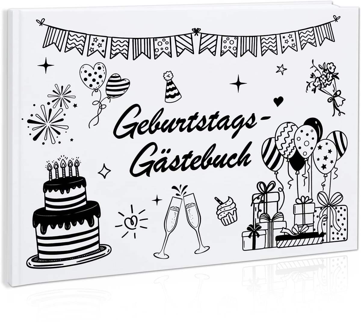NTH products- Gastenboek Verjaardag - 7 Insteekbrieven - Gidsvragen - Ruimte voor Foto's - Herinneringsalbum - Minimalistisch Zwart - Herinneringsboek