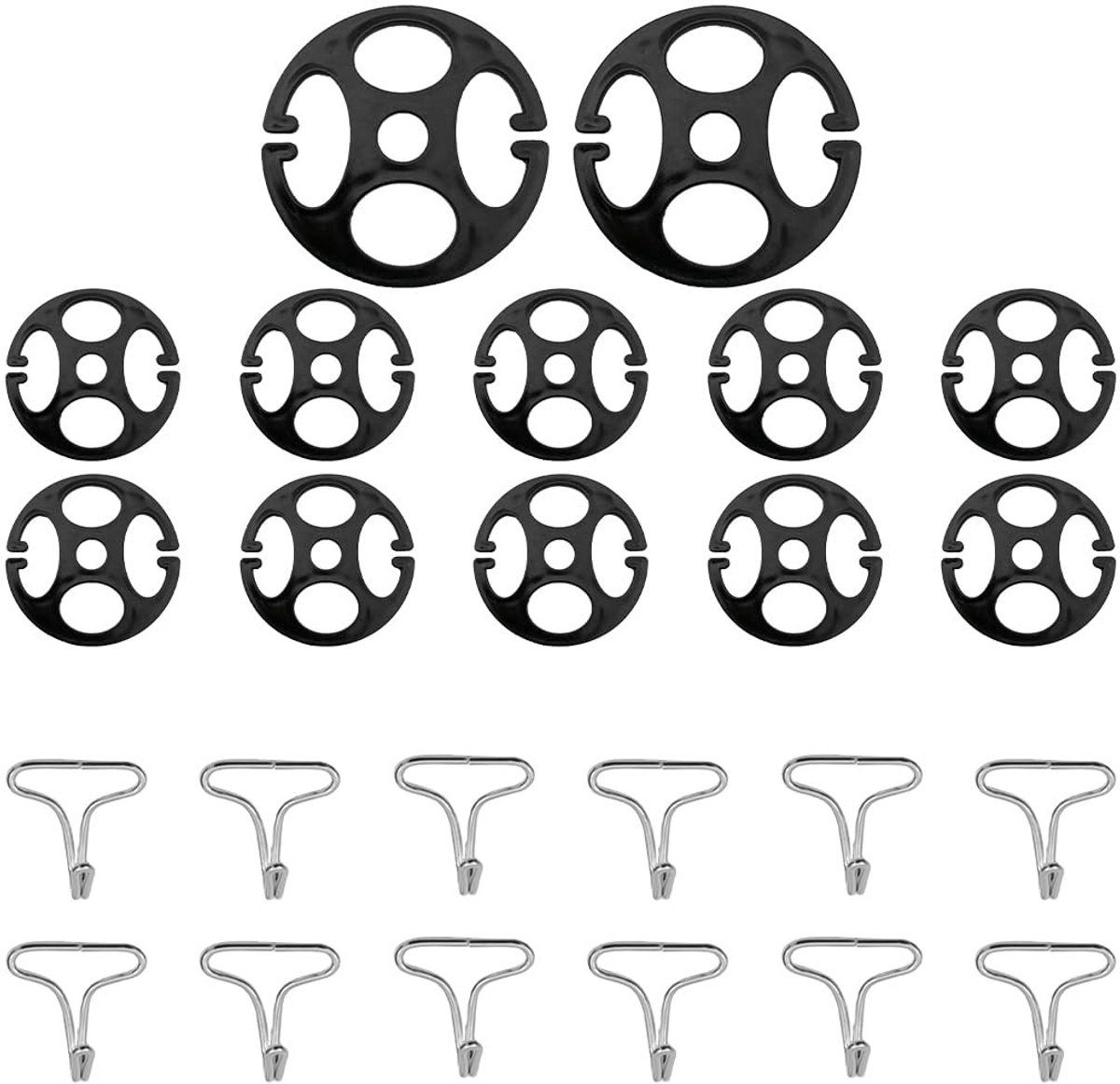 MTTproducts- Autostoelhoes Universeel - 24 Stuks Clips/Houders - Metalen Haken - Kunststof - Zwart - Auto-Accessoires - Autostoelaccessoires