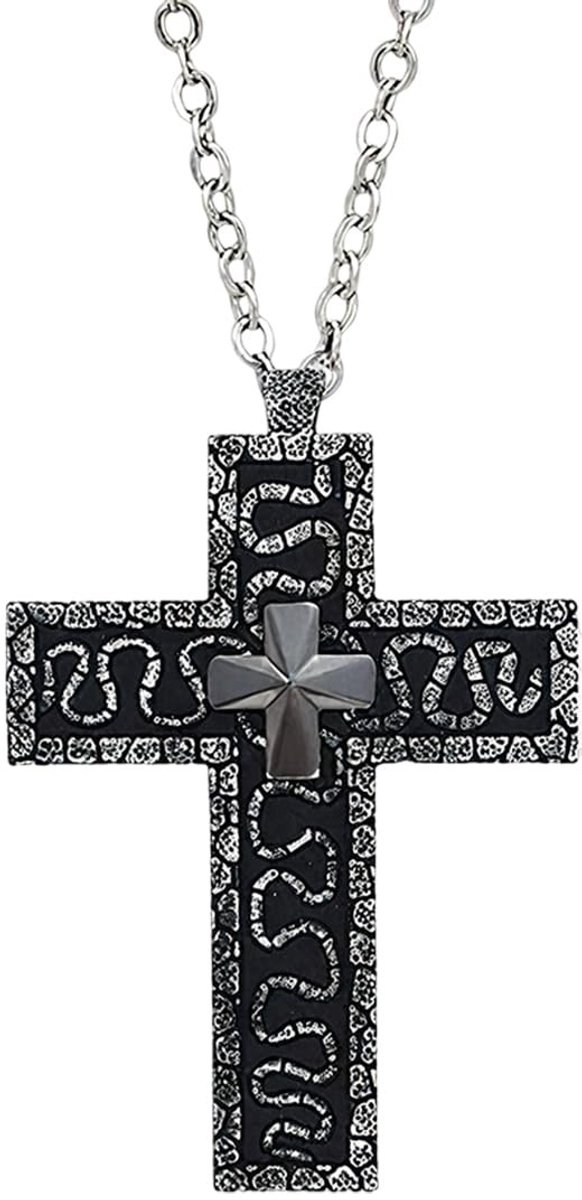 MTTproducts- Ketting Hoogwaardig Roestvrij Staal - Kruis Hanger - 3D Design - Antiek Ontwerp - Verborgen Compartiment - Perfect voor Gotische Stijl - Halsketting