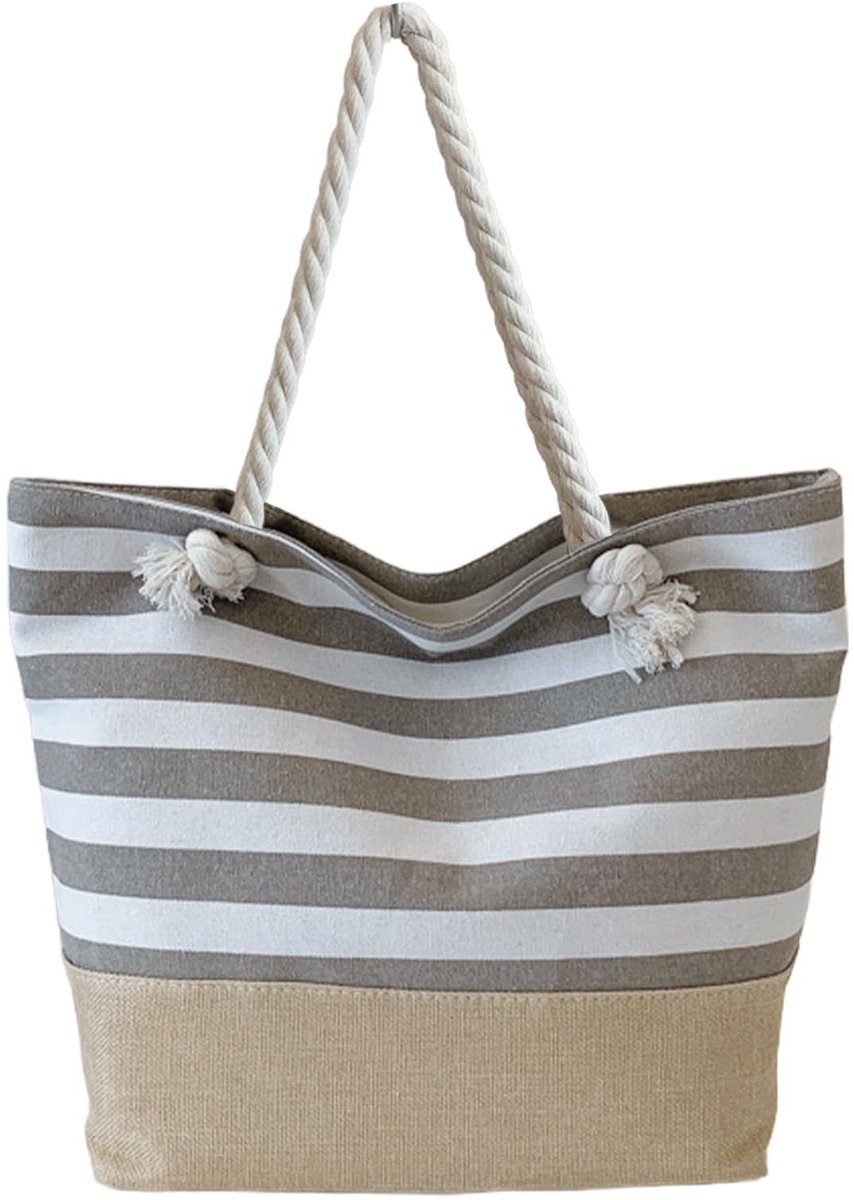 MTTproducts- Strandtas met ritssluiting - Dames schoudertas - Canvas tas - Duurzaam en herbruikbaar - Ideaal voor vakantie - Afmetingen 48 × 35 cm