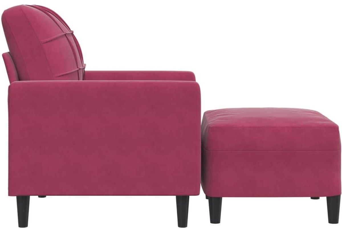 vidaXL - Fauteuil - met - voetenbank - 60 - cm - fluweel - wijnrood