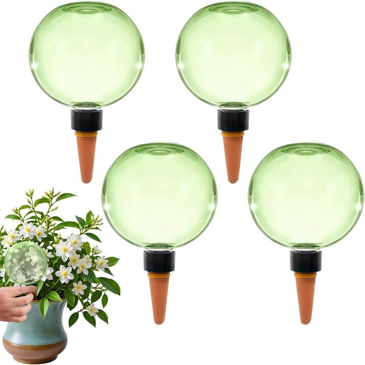 Irrigatieballen voor planten - Zelfbewateringsbal Waterdispenser - Planten Automatisch Water Geven - Transparant Waterniveau Controle - 500 ml - Groen