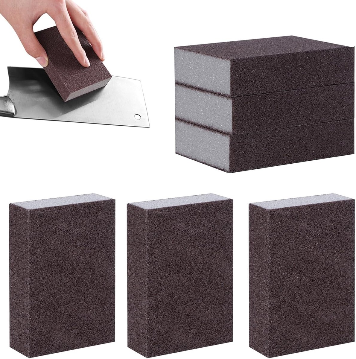 Set van 6 Nano Emery Sponsjes voor Keukenreiniging, Carborundum Schuurpads en Schuurborstels voor Effectieve Vlekverwijdering