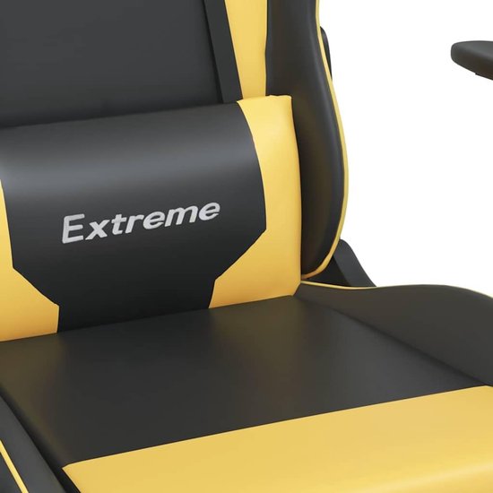 Gaming Stoel - Comfortabele Fauteuil - Ontspannen Zitten - Met Voetensteun - Niet Gespecificeerd - Zwart/Goud — afbeelding 2